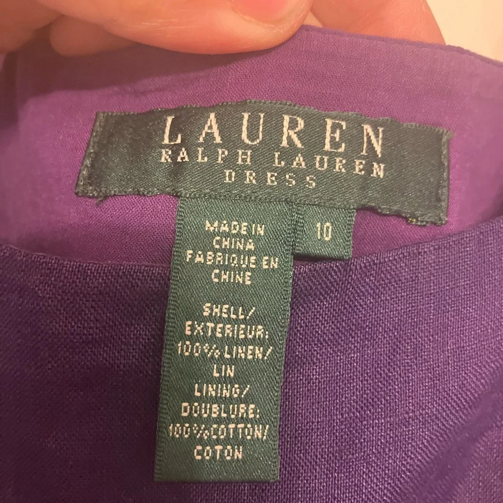 Lauren Ralph Lauren 100% linen a-line dress purple size 10 medium